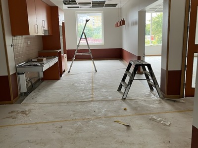 Målning av lokal under arbete i Malmö.